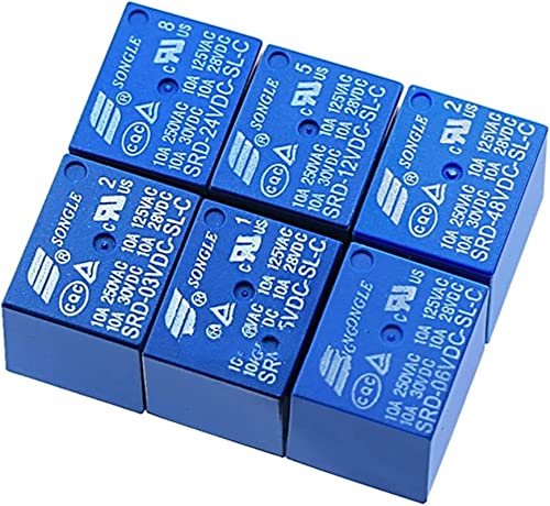Relé SRD-05VDC-SL-C de 5V y 5 pines JCAKES para control de circuitos, 5 unidades