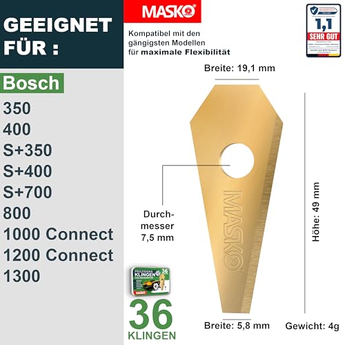 MASKO® Cuchillas de recambio para robots cortacésped, Cuchillas universales para robots cortacésped incl. tornillos, Cuchillas de recambio con recubrimiento de titanio, Bosch - 36 piezas - imagen 5