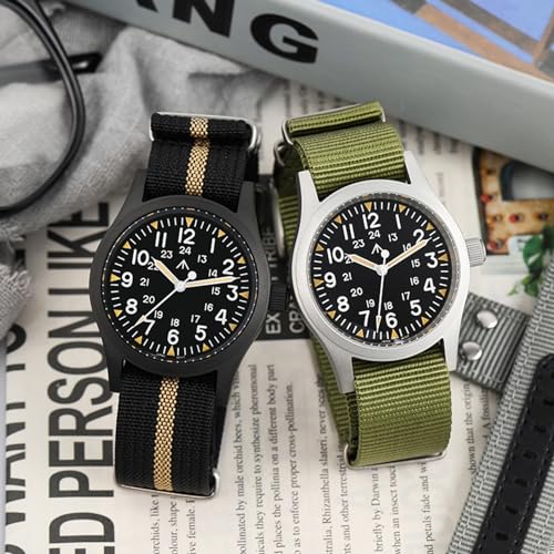 Image of Militado ML05 38mm VH31 Quartz Watch - Domed Sapphire Crystal Field Watch C3 Super Luminous Retro Sweep Wrist Watch for Men 100M Waterproof