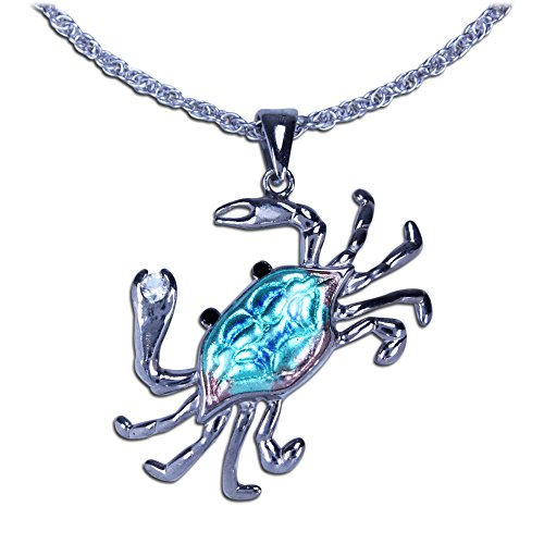 Guy Harvey Blue Crab Necklace - Sterling Silver and Vitreous Enamel