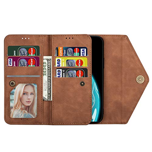 Zyzx Samsung Galaxy S20 Fe 5G Wallet Case, Crossbody Neck Strap Lanyard Purse Handbag Shoulder Strap Cover Pu Leather Credit Id Card Holder Kickstand Stand Case For Galaxy S20 Fe 5G Xk Brown #TOP1