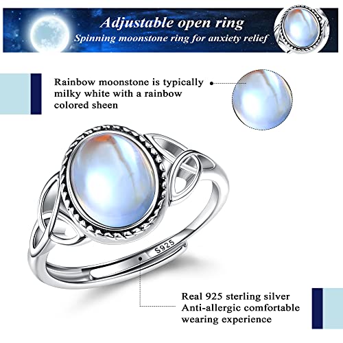 MILACOLATO Ring Silber 925 Damen Mondstein Ring Verstellbar Mondstein Ringe Silber Vintage Ringe Frauen Keltisches Dreieck Zirkonia Rings Oval Rund Herz Edelstein Rings Schmuck Für Sie Mit Geschenkbox