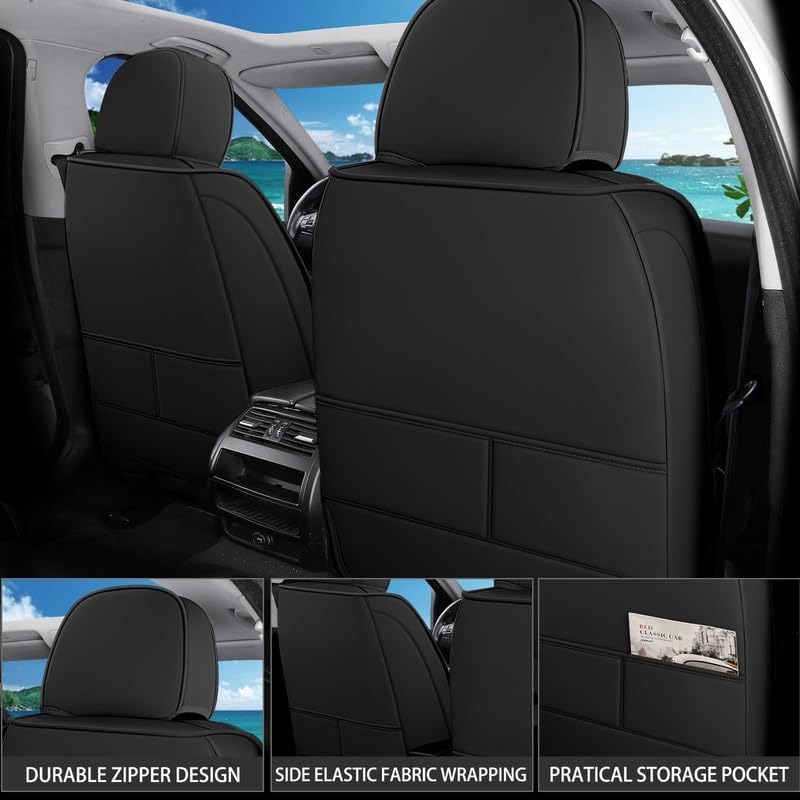 Car Seat Covers Full Set Custom Fit for Nissan Altima 2001-2026, Premium Faux Leather, Breathable, Waterproof, Anti-Slip Auto Front and Rear Seat Protectors (Black, Full Set)