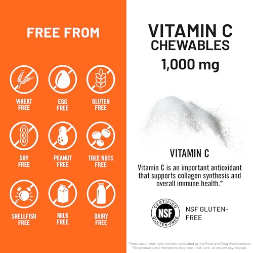 Image of NatureWise Extra Strength Vitamin C Chewable 1000mg for Adults - Natural Orange Flavor - Immune System & Antioxidant Support - Non-GMO, Vegan & Sugar Free - 90 Chewable Tablets[45-Day Supply]