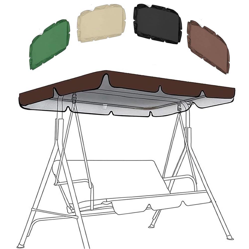 ZYXQQJ Outdoor Porch Swing Canopy 56×47in 65×45in 75×52in 77×49in 98×73in Garden Yard Patio Swing Cover 210D/420D/600D Oxford Cloth(Brown,600D/164 * 114 * 15cm)