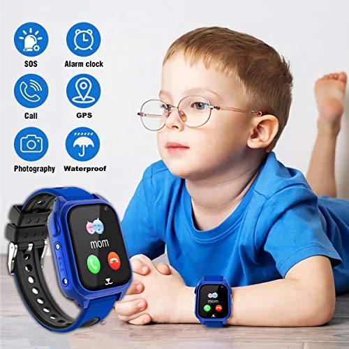 Kids Smartwatch Phone - IP67 Waterproof GPS Tracker Smartwatch for Boys Girls, Voice Chat SOS Remote Monitoring Safe Zone Alarm Camera Birthday for Kids