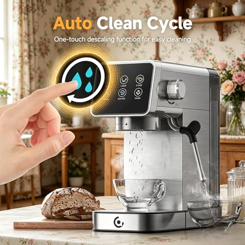 Image of AMZCHEF Espresso Machine with Self-Cleaning, 20Bar Coffee Maker, Platinum