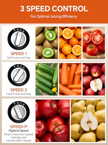 Juicer Machine, Airon Centrifugal Juicer Extractor, Max Power 800W, 3" Wide Feed Chute for Fruit Vegetable, Juice Maker with 3-Speed Setting, High Juice Yield, Easy to Clean, Stainless Steel, BPA Free - Image 4