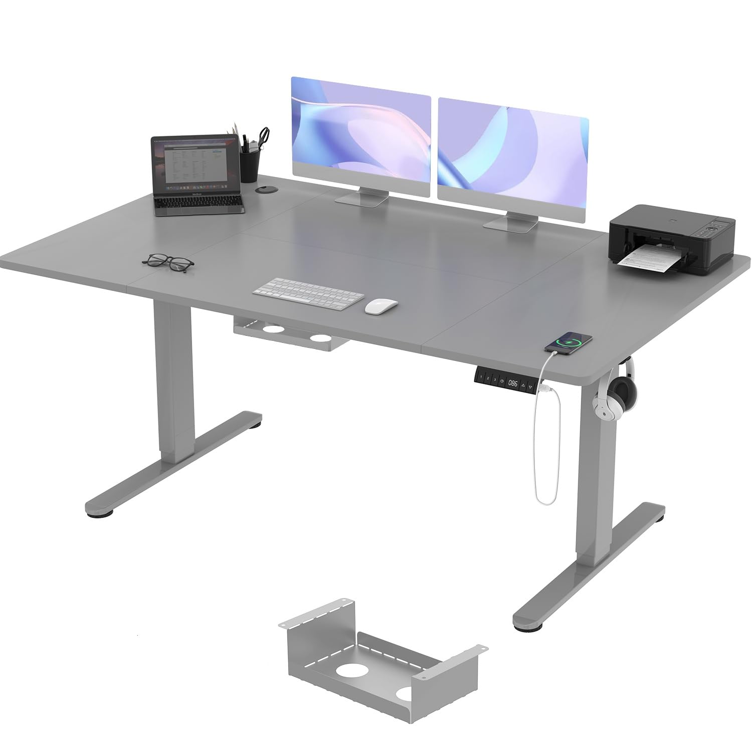 TRIUMPHKEY Escritorio Elevable Eléctrico 160×80cm con Puerto de Carga USB, 3 Alturas de Memoria, Escritorio Regulable en Altura 72-119cm Escritorio para Computadora para Oficina