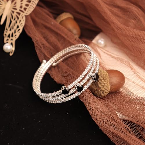 Sparkly Rhinestone Cuff Bangle Bracelet for Women Layered Crystal Half Open Cuff Tennis Wrist Bracelet Bridal Wedding Bracelet Jewelry3