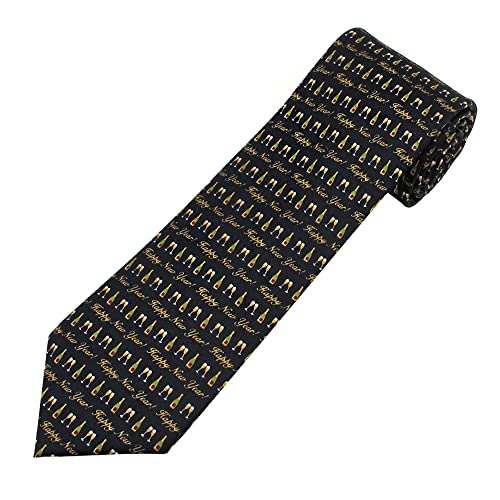 Jacob Alexander Boys' Prep Happy New Year Bottle Glasses Cheers Toast Regular Length Neck Tie