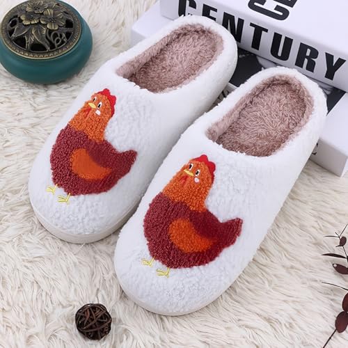 Cute Animal Slippers for Women and Men with Capybara or Chicken Embroidery Plush Memory Foam House Shoes with Soft Lining and Non Slip Sole for Indoor Use4