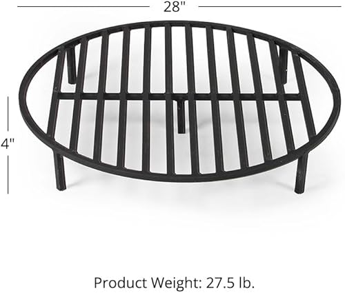 Miniatura 6 de TITAN GREAT OUTDOORS Ash & Ember - Rejilla redonda para hogueras, rejilla de madera elevada de acero resistente de 12 pulgada, chimenea y hogueras