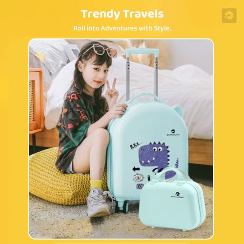 Image of StarAndDaisy Kid's Luggage /Suitcase Combo for Children Boys & Girls with Wheels,Mini Hand Bag, Number Lock, Water Proof, Adjustable Handle Height Trolley (Beige-Mickey Mouse Print)