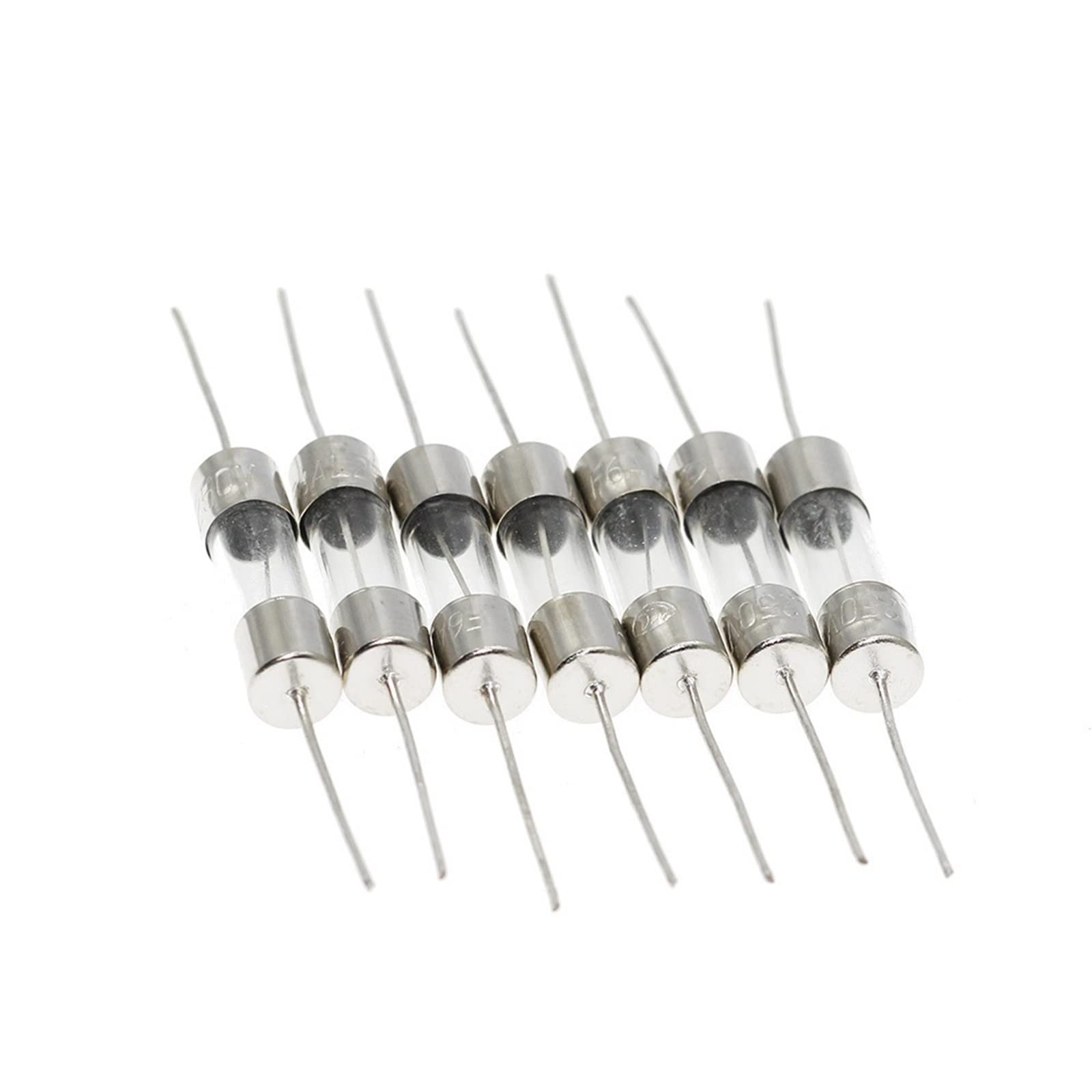 100 szt. 5 x 20 mm osiowy szklany bezpiecznik szybki dmuchanie 250 V z przewodem ołowiowym 20F 0,5A/1A/2A/3A/3,15A/4A/5A/6,3A/8A/10A/12A/15A rura (100 szt. F7A)