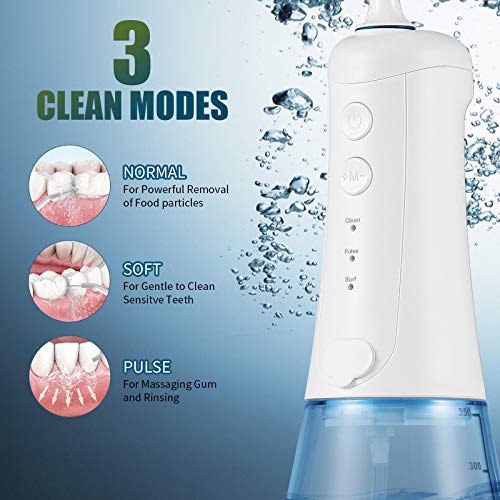 Mangoin Water Flosser Professional Dental Oral Irrigator, 350ML Water Tank, USB Charged 4 Hrs for 30-Days Use, IPX7 Waterproof ,4 Jet Tips 3 Modes Cleanable Water Tank Suitable for Home & Trave - Thumbnail 3