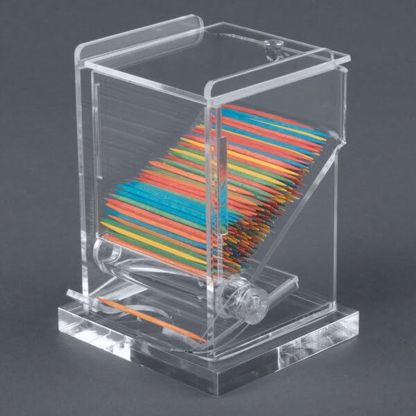 Fonteme Acrylic Toothpick Dispenser Clear- for Table Kitchen Home Livingroom Kitchen Restaurant Party - Dispenses One At A Time, Top loading, 750 toothpick capacity