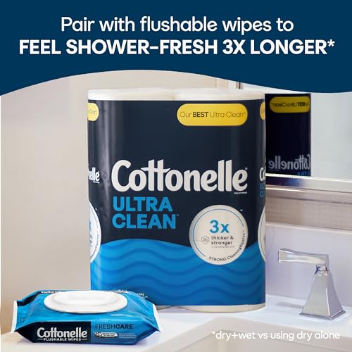 Image of Cottonelle Ultra Clean Toilet Paper, 12 Mega Rolls = 48 Regular Rolls, Packaging May Vary