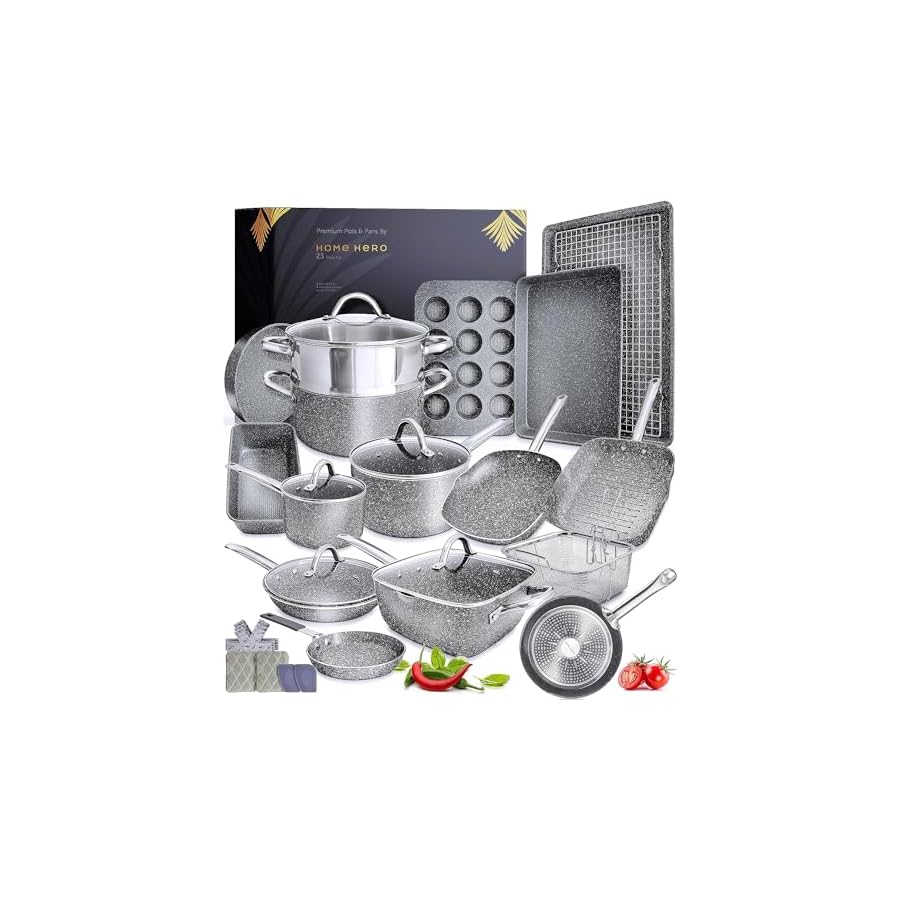 Home-Hero-11-Pcs-Kitchen-Knife-Set-23-Pcs-Pots-and-Pans-Set-Non-Stick Home Hero 11 Pcs Kitchen Knife Set + 23 Pcs Pots and Pans Set Non Stick