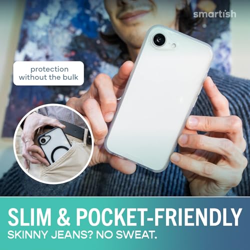 Image of Smartish iPhone 17e /16e Clear Case - Gripmunk [Lightweight + Protective] Anti-Yellowing Slim Case - Drop Tested Ultra Thin Grip Cover for Apple iPhone 17e /16e - Clearly Clear