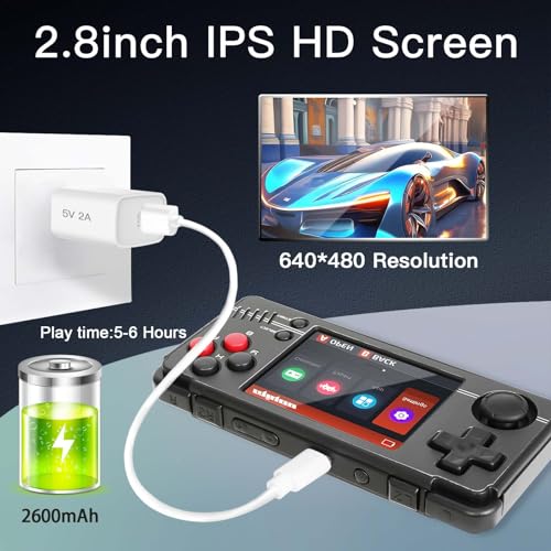 ARTIVIEW Miyoo A30 Retro Handheld Game Console, Portable Linux Emulator with 64GB Storage, 2.8" IPS Screen, Black - Image 5