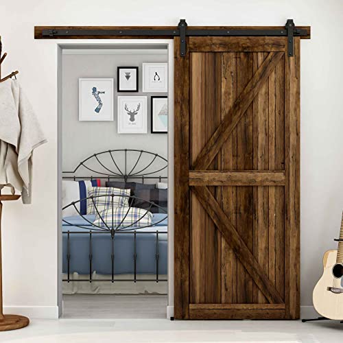 201cm/6.6FT Schiebetürbeschlag Set Schiebetürsystem Zubehörteil für Schiebetüren Innentüren, Schwarz/Sliding Barn Door Hardware Kit