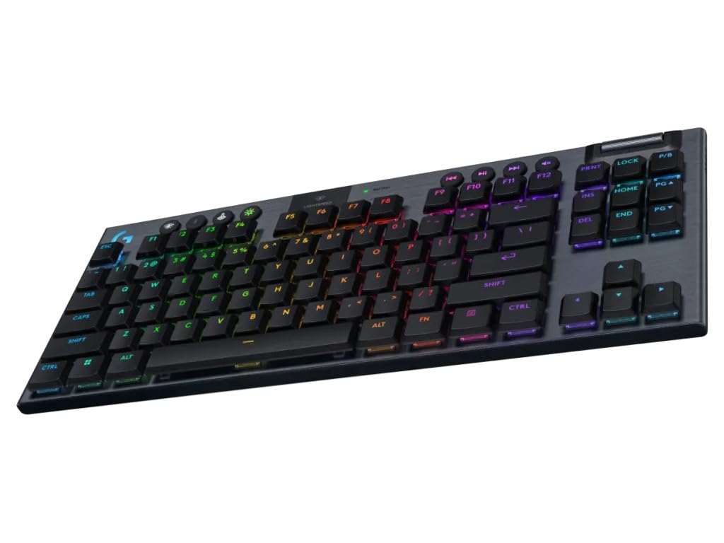 Logitech G G915 X, o płaskim profilu, z technologią LIGHTSPEED, podwójne nakładki na klawisze z PBT, aluminiowe wykończenie, brązowe przełączniki sprężynujące GL Brown, QWERTY US INT'L - Czarny
