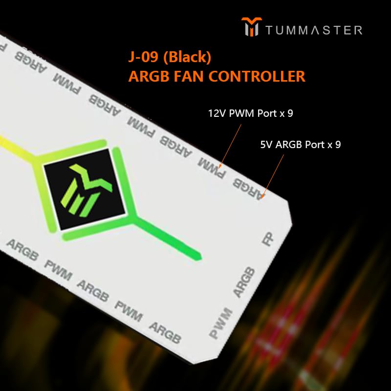 Image of ARGB Fan HUB, 9 Port 4 Pin PC Fan Controller, 5V-3Pin LED Hub, Magnetic Suction, SATA Power Input,RF Remote & Chassis Key Control,Controller Support ARGB PWM Fans Splitter (J-09(White))