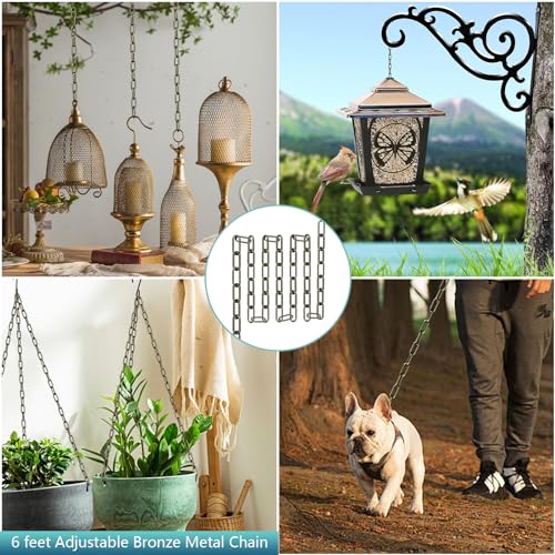 Image of garini 12 Feet Industrial Bronze Light Fixture Chain, Adjustable Metal Pendant Chandelier Chain Extension with Detachable Link, Maximum Load is 66 Pounds