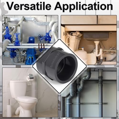 Image of 8 Pcs 2 Inch PVC Pipe Fitting Female Adapter Schedule 80 Socket x Npt Compatible with 835 Series Heavy Duty Industrial Grade Corrosion Resistant Plumbing Irrigation Connector for Water