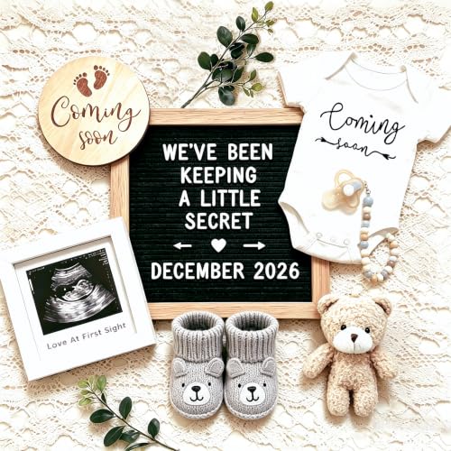Pregnancy Announcement, Baby Announcement Ideas Set Include Felt Letter Board, Baby Onesie