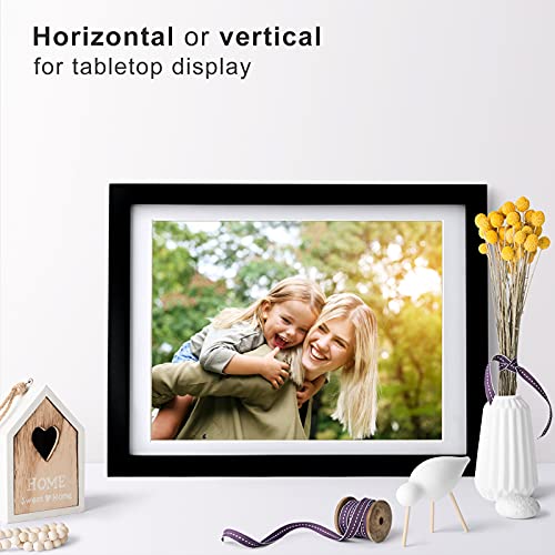 30x40cm picture frame,12x16 picture frame 100% Solid Wood Matted for 14x11, 30x40 frame with Acrylic Glass,30x40 Poster Frame for Wall Mounting, 16x12 inch Certificate Frame for Portrait, Black - Image 3