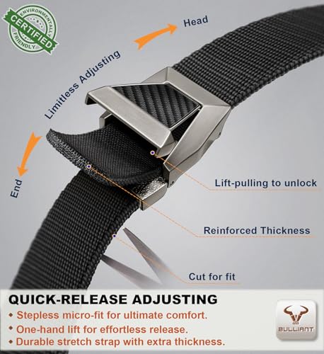 Image of BULLIANT Men Tractical Belt,Stretch Western Rigger Web Belt For Cowboy Military Heavy Duty Hiking Hunting 1.5 inch-Cut For Fit