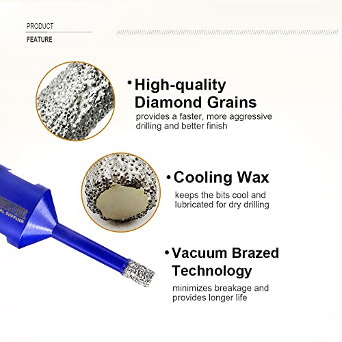 Image of SHDIATOOL Diamond Tile Drill Bits Set,Porcelain Hole Saw, Cutter for Marble Ceramic Granite 10pieces(6 /6 /20 /25 /35 /50 /75 /100mm /2 inch)
