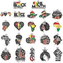 22PCS الأفريقية Juneteenth سحر لصناعة المجوهرات، كريستال أفريقيا خريطة السلطة قبضة سحر الأسود المرأة الملكة القلب قلادة سحر لسوار قلادة الأقراط صنع الحرف اليدوية اكسسوارات هدايا الحزب