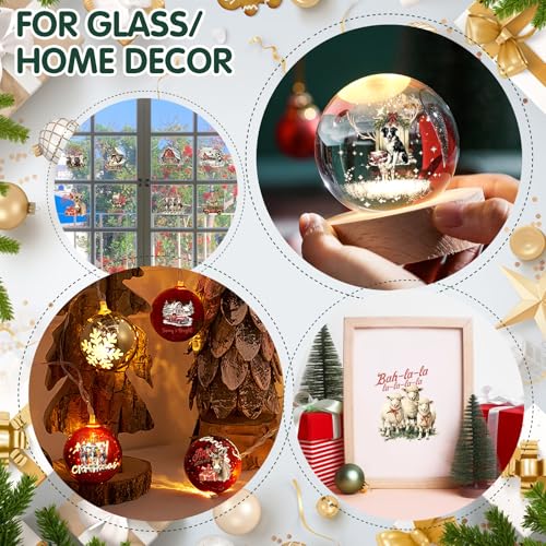 Image of ZMRU 24 Sheets Vintage Christmas Rub On Transfers for Crafts, Rub On Transfers Christmas for Wood,Furniture Decals, Glass, Porcelain, Leather, Canvas, Fabric Projects,3 * 3inch(Farm Christmas)