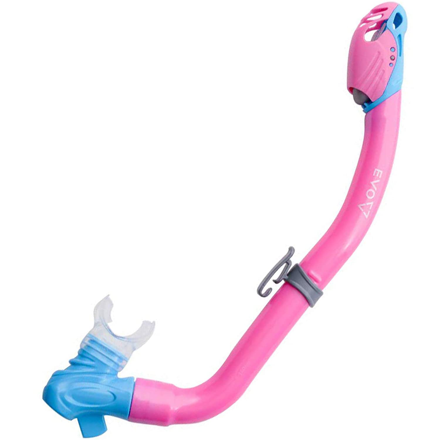 EVO One Dry Snorkel for Kids with Splash Guard and Lower Purge, Comfortable Dry Snorkel for Kids, Swimming Accessory Snorkel for Kids, Children, Snorkel for Kids (Pink/Aqua)