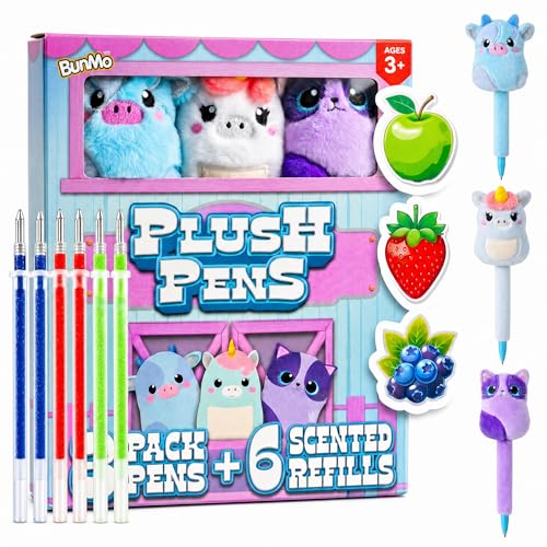 BUNMO Plush Cute Pens 3-Pack – Squishy...
