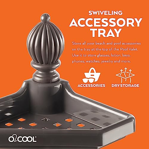 O2Cool Pool & Spa Valet™, Adjustable Pool & Patio Towel Holder, Towel Holder, Towel Bar, Poolside Table, Poolside Towel Holder, Weighted Base Outdoor Towel Holder, O2Cool, Pool Valet, Bronze #TOP3