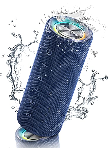 Abuytwo Bluetooth Speaker IPX7 Waterproof, Loud 30W HD Sound Wireless Speakers RGB LED Shower Speaker, Dual Pairing 24H Playtime Wireless Stereo Travel Speakers for Home Outdoor Kayak Beach (Darkblue)