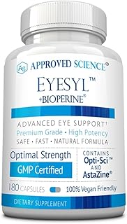 Approved Science EyeSyl - Eye Support Supplement - Chromium Picolinate, Taurine, Lutein, Zeaxanthin, Bilberry, BioPerine - 3 Month Supply - 180 Capsules - Made in USA