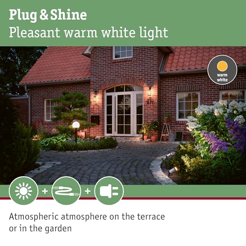 Paulmann 94286 LED Outdoor Light Plug & Shine Spot Classic Starter Kit incl. 3 x 5.1 Watt IP65 Immersion Protection Anthracite Garden Lighting Metal Warm White 3000 K - Image 3