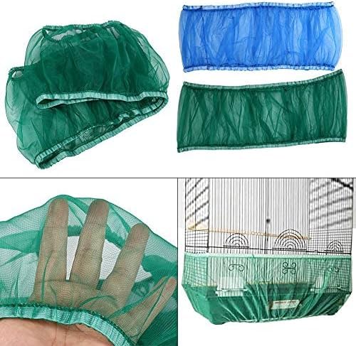 Image of Ventilated Nylon Bird Cage Cover,Bird Cage Seed Catcher Large Size Bird Cage Mesh Cover Protector for Round Square Cages (Green)