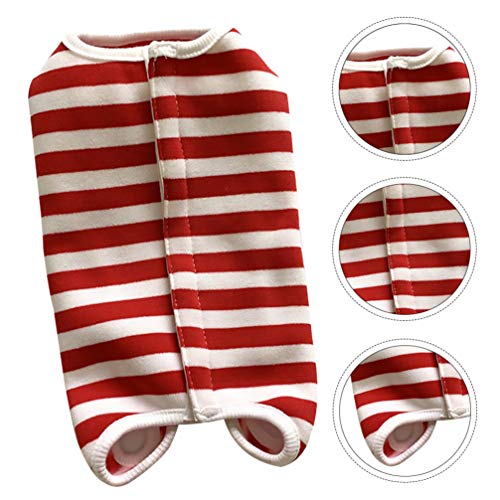 POPETPOP Gato Terno de Lã Stripe Padrão de Recuperação Desmame Terno Anti- Lamber Four- Legged Pet R