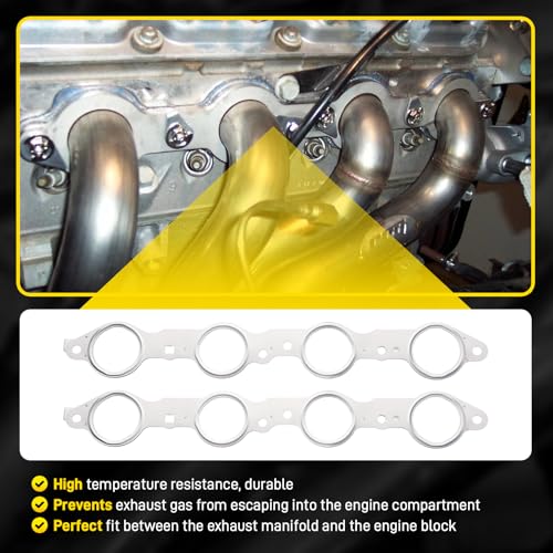 Image of 12617944 LS MLS Exhaust Manifold Gasket & Bolts Kit Compatible with GMC Sierra Yukon, Chevy Silverado 1500 Suburban LS Header Gasket LS1 LS2 LS3 LS6 LQ4 LQ9 LM7 4.8L 5.3L 5.7L 6.0L 6.2L OEM# 12558573