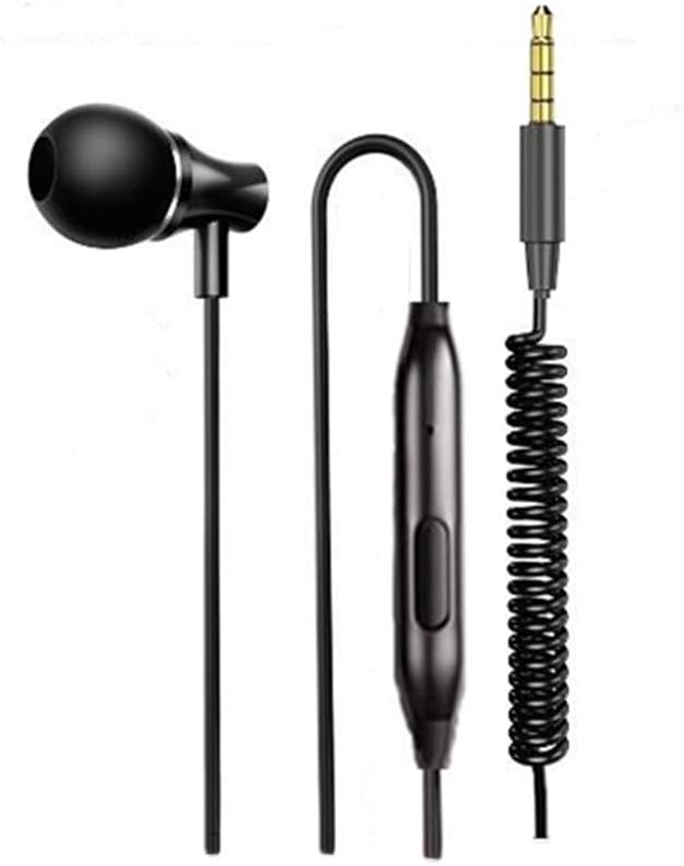 Stereo to Mono Headphones, Microphone, 3.5mm Metal Jack, Noise Isolating, Reinforced Cable with Spring Coil