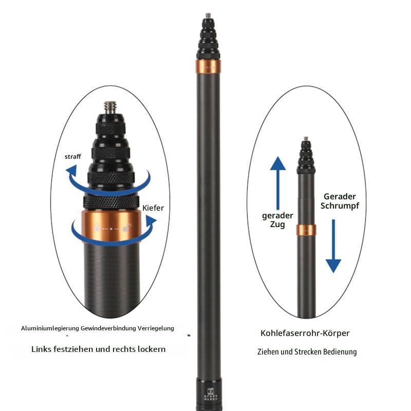 Generisch 3M Kohle Faser unsichtbar Extended Edition Selfie Stick Einstellbare Verlängerung Pole für Insta360 Panorama Kamera Action Kamera