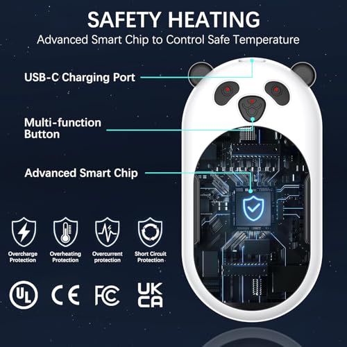 Enituo Handwärmer Wiederaufladbar, Handwärmer Elektrisch mit 6000 mAh USB Tragbarer Taschenwärmer für Frauen Männer Raynaud Outdoor Camping Wandern Jagd – Bild 4