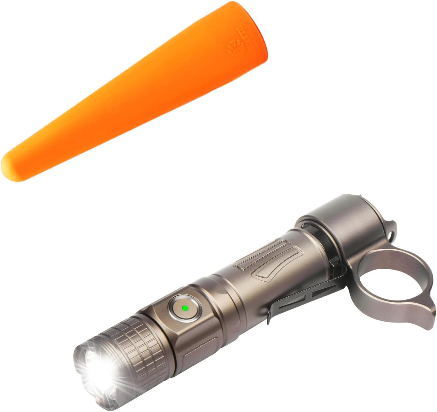 Brinyte PT28 Tactical Light 1600 Lumens with BTW28 Orange Traffic Wand, Rechargeable Tactical Flashlight for Outdoor, Traffic Control & Camping