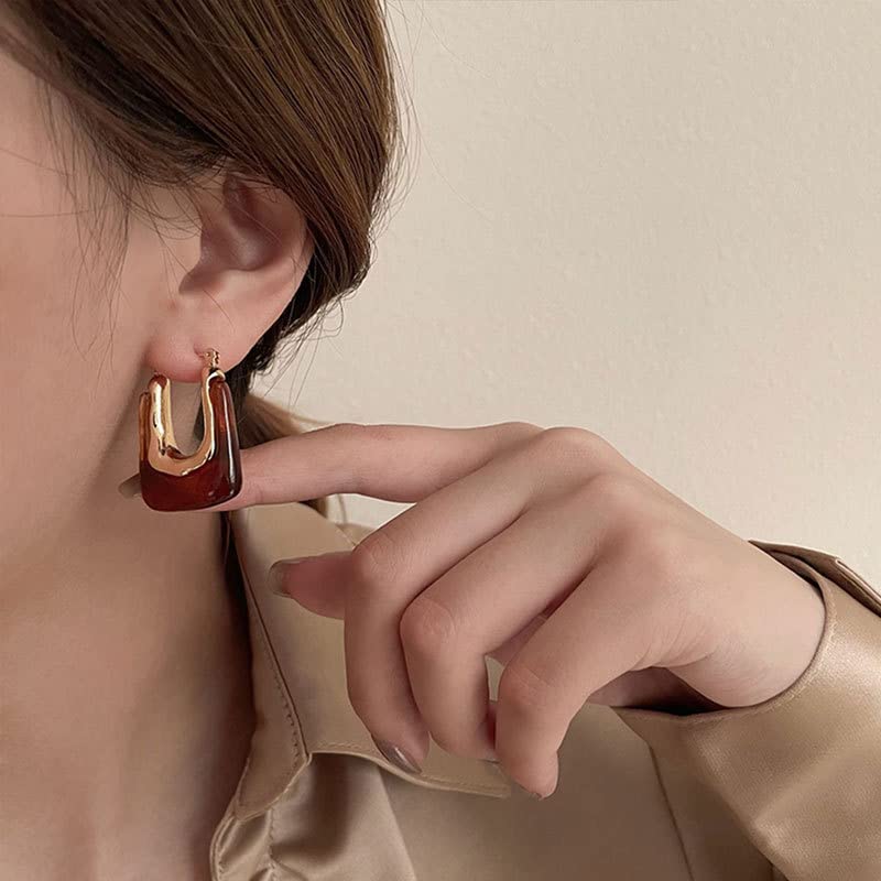 Acrylic Hoop Earrings Colour Resin Earrings Geometric Acrylic Minimalist Clear Chunky Hoops Earrings for Women 5